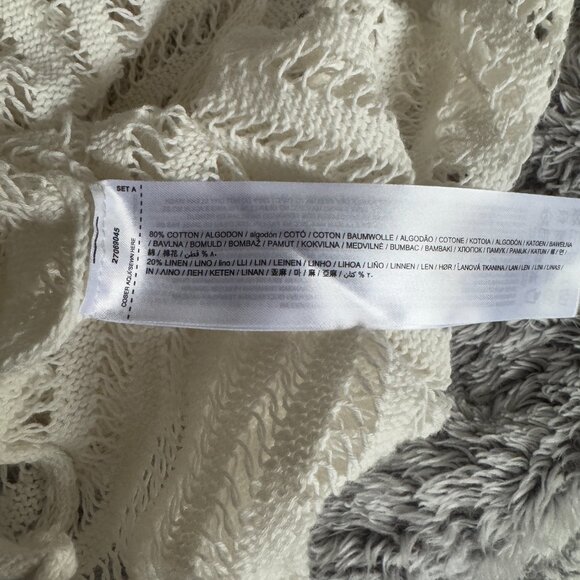 Mango | NWOT Openwork Knit Cotton Linen Sleeveless Top in Ecru White Size Large - Picture 11 of 11